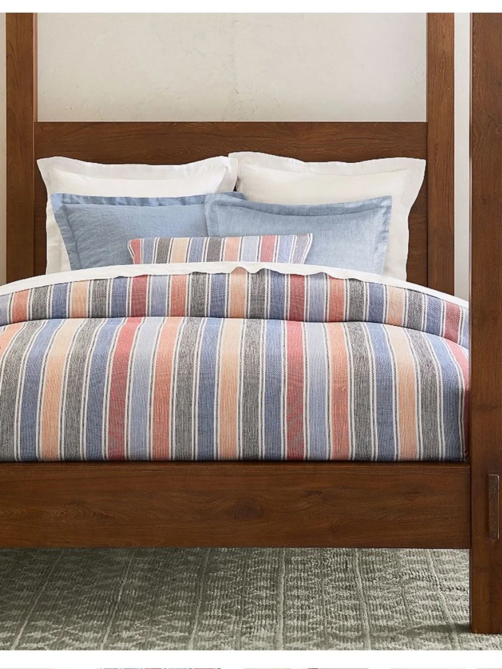 NWOT Pottery Barn Silas Striped Cotton Queen Duvet Cover